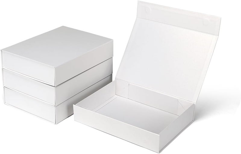 Ditwis 4 Pack 11.5x8.5x2.3 Inches Gift Boxes with Magnetic Closure Lids, White Magnetic Box for Wedding, Groomsmen Bridesmaid Proposal, Birthdays, Mother's Day - Image 1